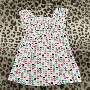 NWOT Jumping Beans Smocked Short Sleeve Top in Heart Print White Size 4T Girls